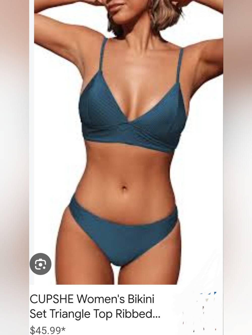 NWT- Cupshe Teal Ribbed Bikini Top Sz Med. Bottoms Sz. Large